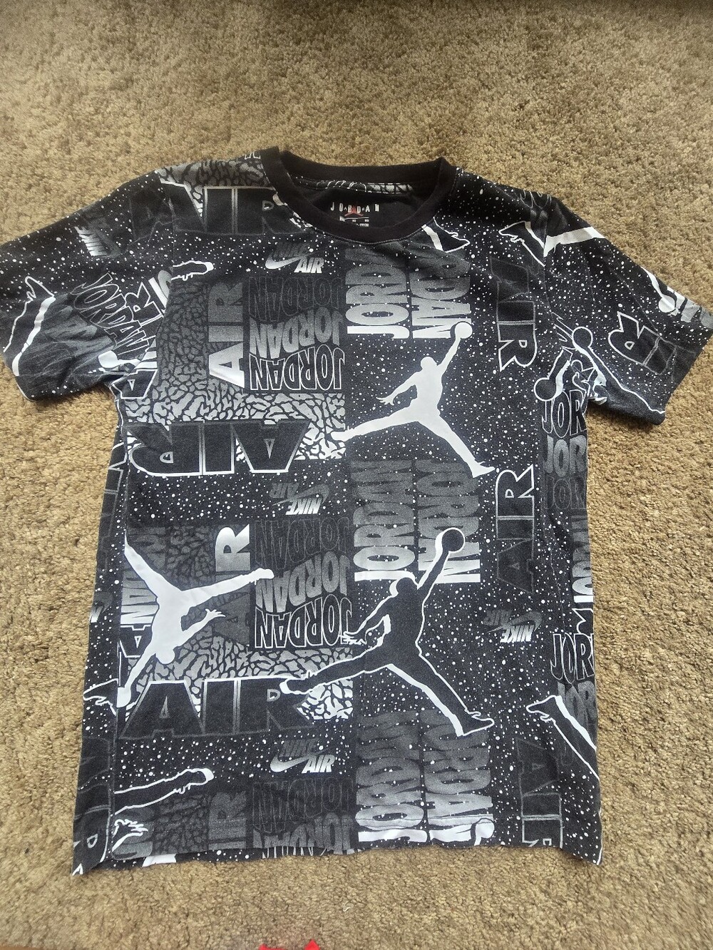 Jordan Black & White Allover Logo Short-Sleeve Tee